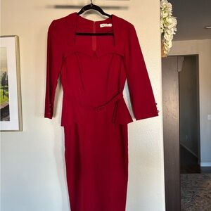 Adrianna Papell Elegant Red Long Sleeve Dress